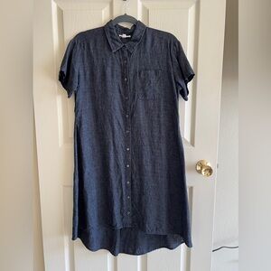 Eileen Fisher, high low linen dress, size petite small, black